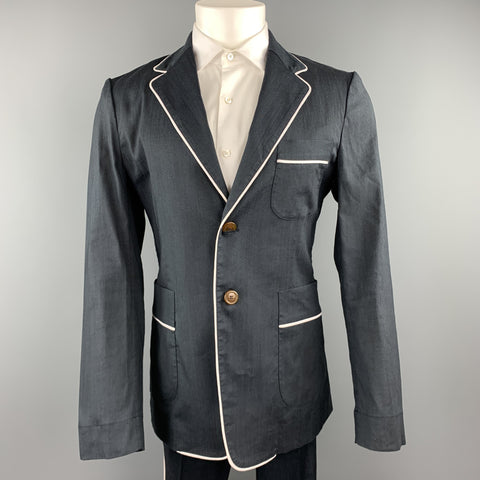 VIVIENNE WESTWOOD MAN Size 40 Charcoal Ramie Blend Notch Lapel Suit