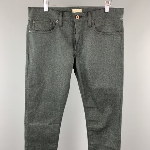 SIMON MILLER Size 32 x 34 Charcoal Heather Cotton Button Fly Jeans