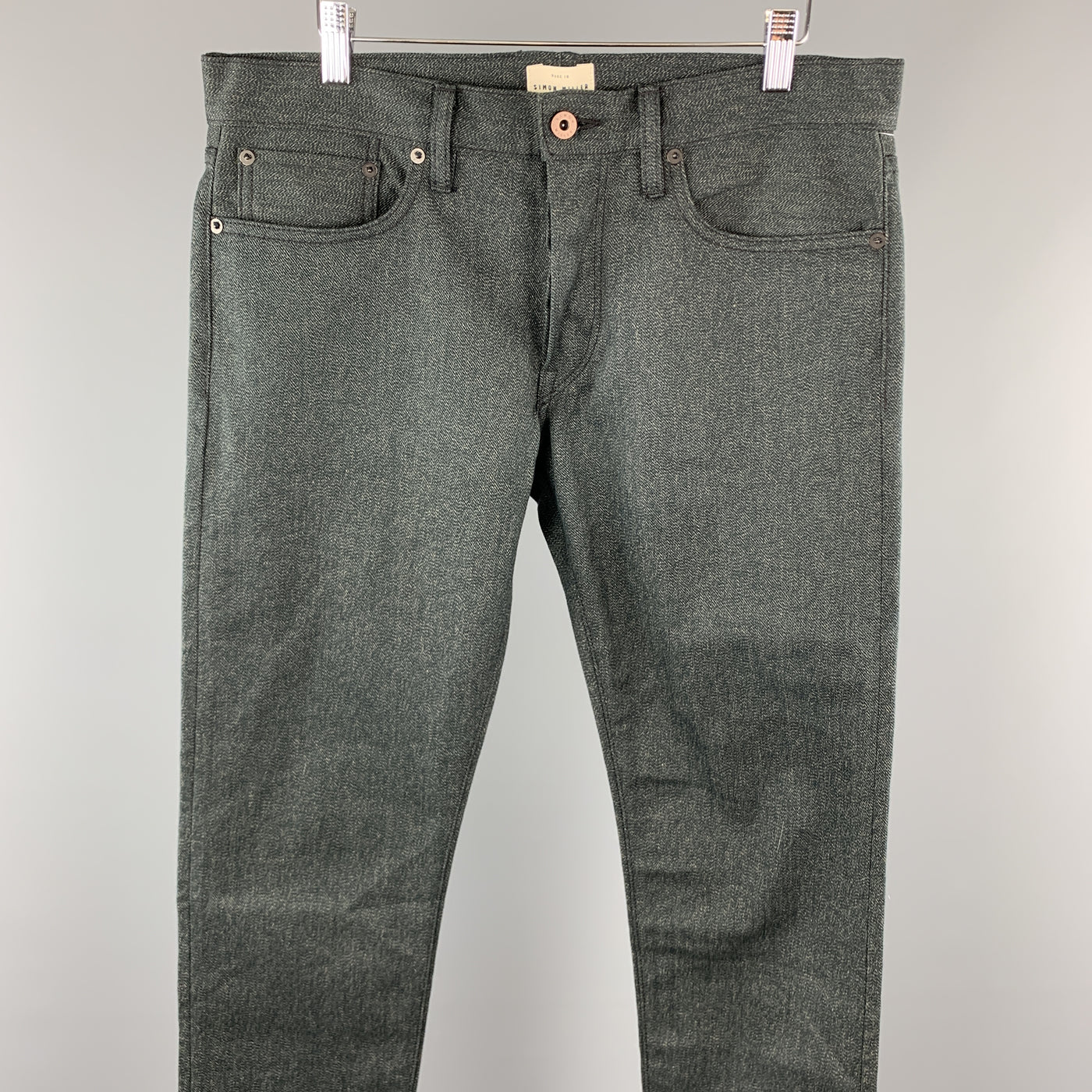 SIMON MILLER Size 32 x 34 Charcoal Heather Cotton Button Fly Jeans