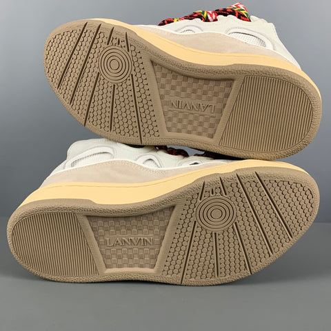 LANVIN Taille 9 Baskets en cuir blanc noir