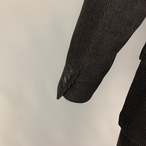 PHINEAS COLE Taille 36 Costume à Revers en Laine Velours Côtelé Noir