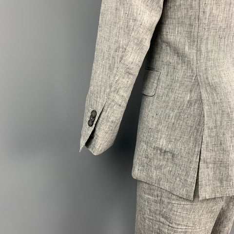 TOLLEGNO 1900 Washington Size 38 Regular Charcoal & White Linen Peak Lapel Suit