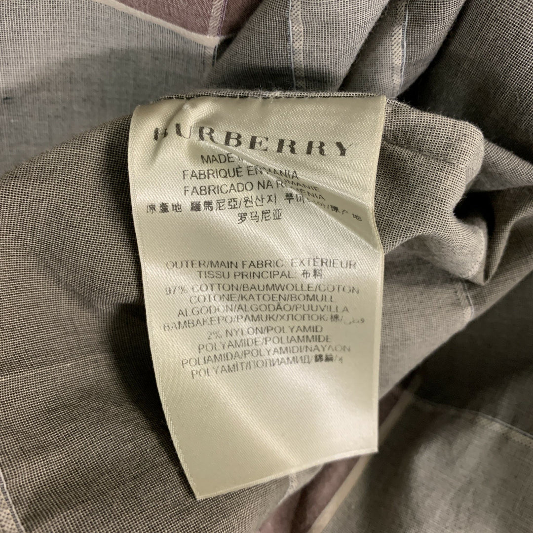 BURBERRY BRIT Size 12 Olive Beige Cotton &  Nylon Plaid Belted Dress