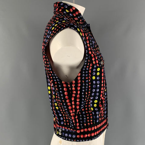 VERSACE JEANS COUTURE Size L Black Red Dots Cotton Vest