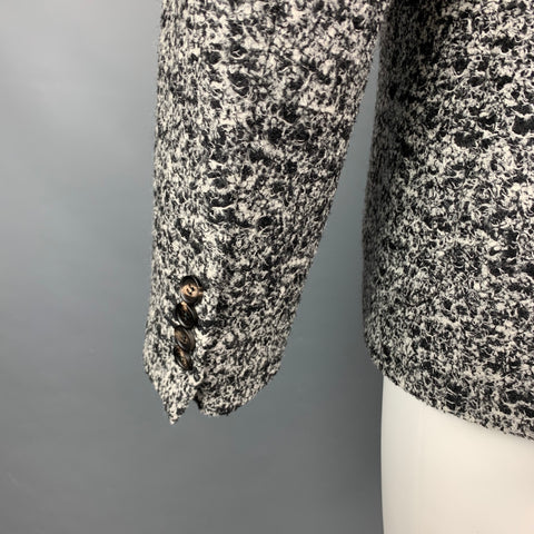 CALVIN KLEIN COLLECTION Size 38 Black & White Tweed Notch Lapel Sport Coat