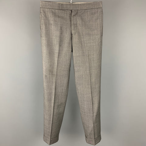 BLACK FLEECE Talla 32 Pantalón de vestir con bragueta de botones de lana gris jaspeado