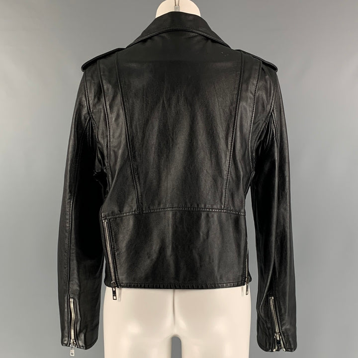 CELINE Size 8 Black Calf Motorcycle Jacket