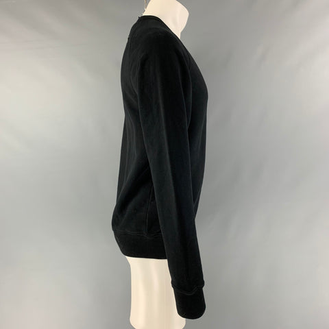 BARACUTA Sudadera con cuello redondo de algodón liso negro talla M