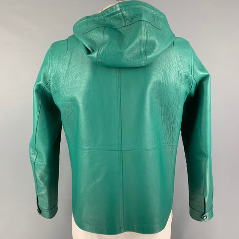 BURBERRY BRIT Size L Green Lamb Skin Leather Parka Jacket