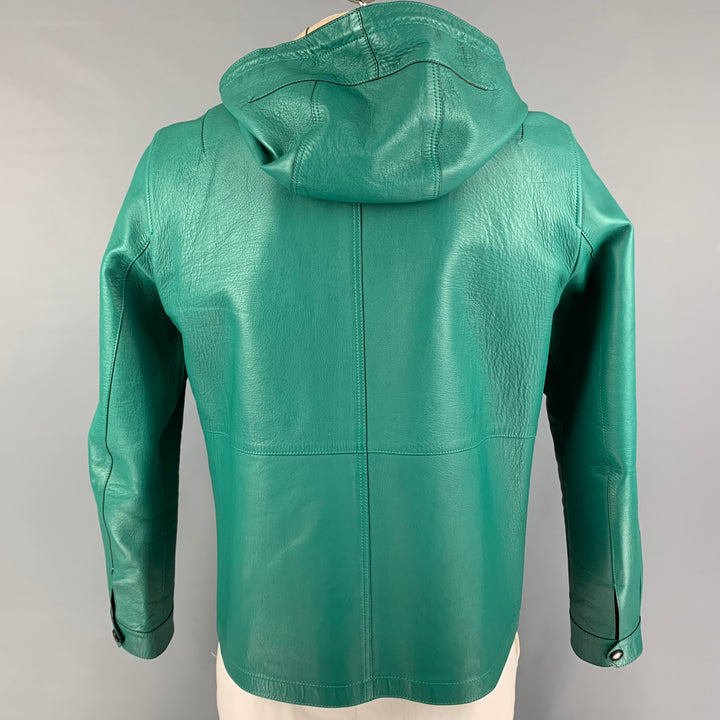 BURBERRY BRIT Size L Green Lamb Skin Leather Parka Jacket