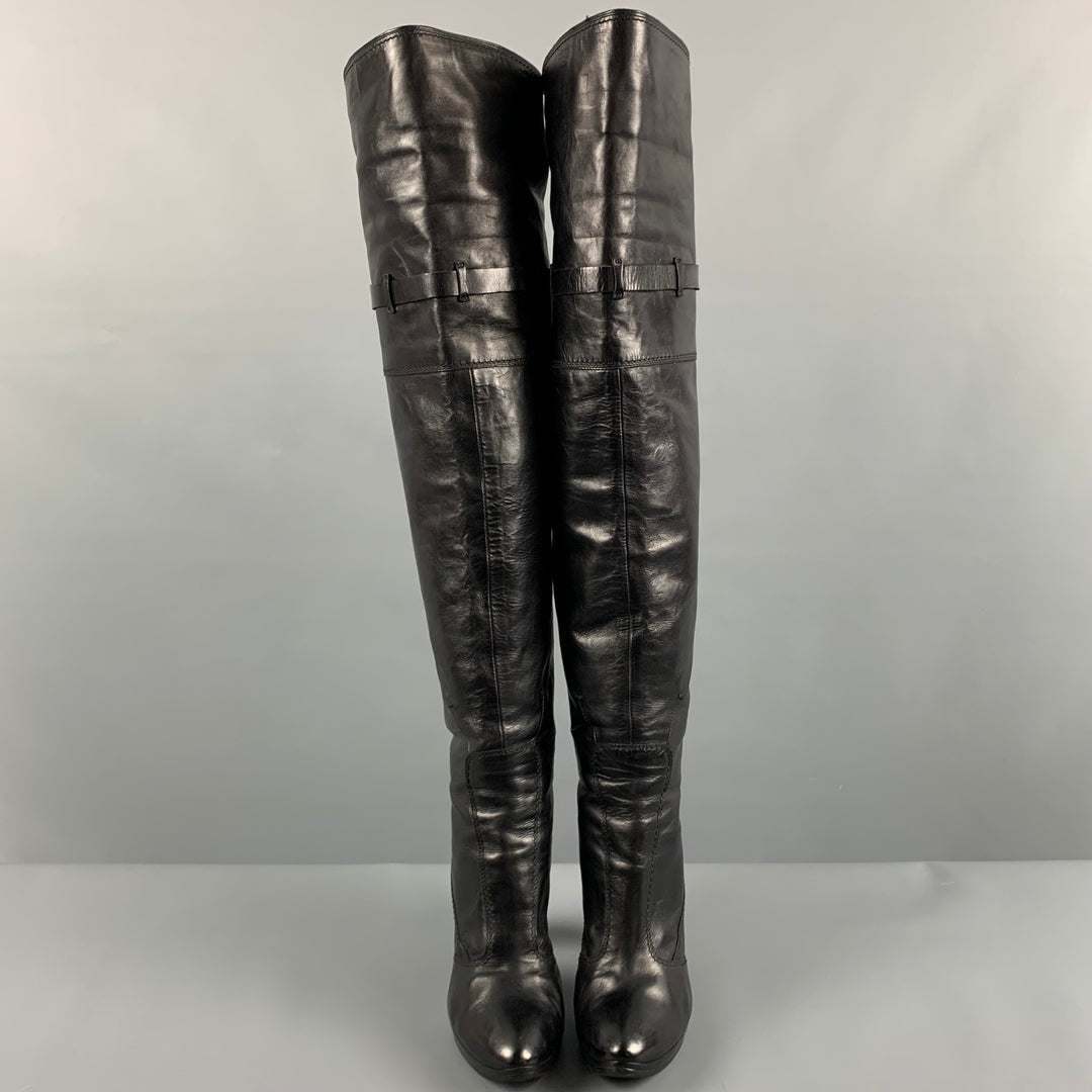 CoSTUME NATIONAL Size 6 Black Leather Pull On Boots