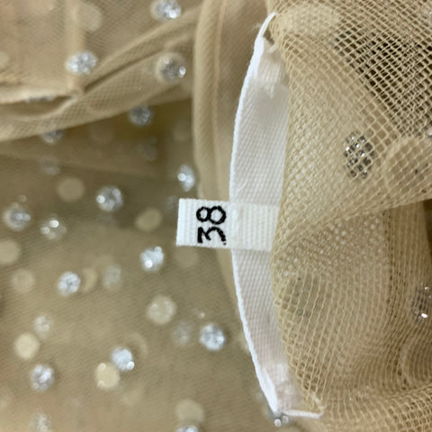 MAISON MARTIN MARGIELA Size 2 Khaki Silver Mesh Dots Oversized Shirt