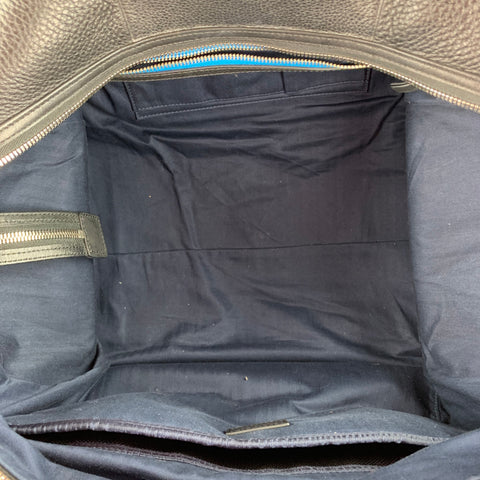PAUL SMITH Black Leather Pebble Grain Weekender Bag