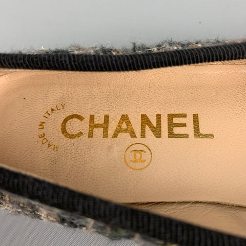 CHANEL Talla 5.5 Bailarinas Boucle Marrón Negro