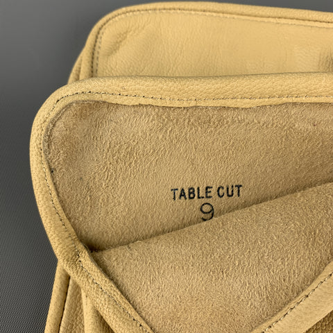 VINTAGE Size 9 Khaki Leather Table Cut Gloves