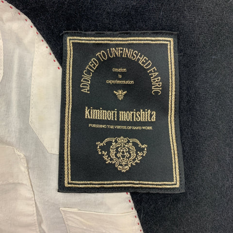KIMINORI MORISHITA Size 42 Black Angora Notch Lapel Sport Coat