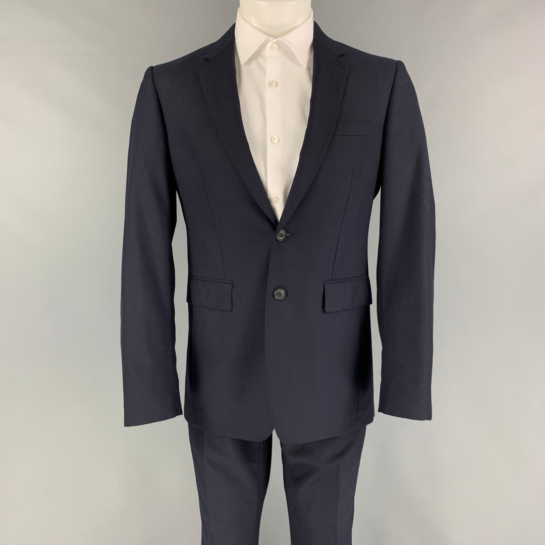BURBERRY LONDON Size 38 Navy Wool Notch Lapel Suit