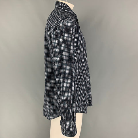 Z ZEGNA Size XXL Black Grey Abstract Cotton Long Sleeve Shirt