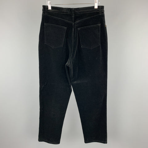 JAEGER Size 12 Black Stretch Velvet Jeans
