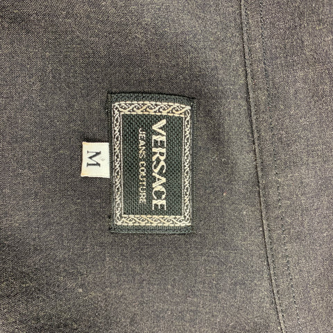Vintage VERSACE JEANS COUTURE Size M Charcoal Viscose Blend Long Sleeve Shirt