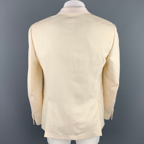 NEIL BARRETT Size 44 Cream Jacquard Wool Shawl Lapel Sport Coat
