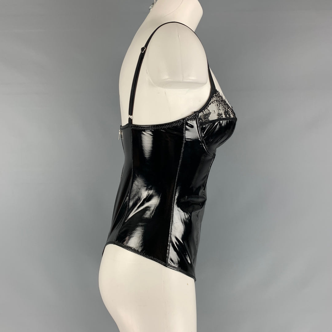 FLEUR DU MAL Top de vestir tipo body liso de poliuretano negro talla S