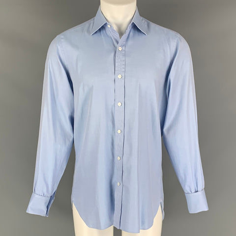 TURNBULL & ASSER Size M Blue Diagonal Stripe Cotton Long Sleeve Shirt
