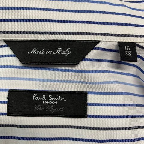 PAUL SMITH Size S White Blue Stripe Cotton Long Sleeve Shirt