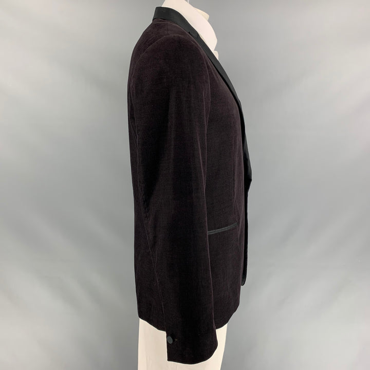JOHN VARVATOS * U.S.A. Chest Size 42 Brown Black Corduroy Peak Lapel Sport Coat