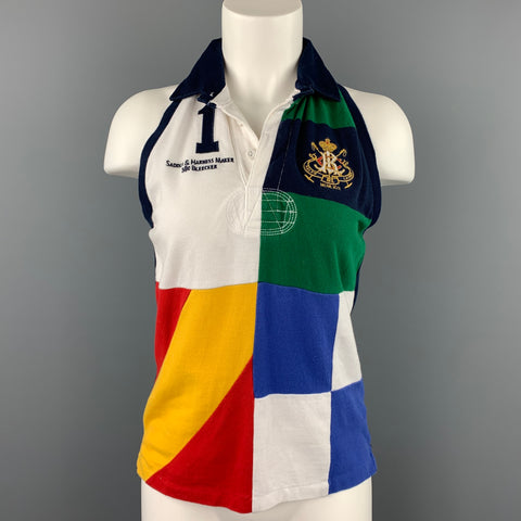 RALPH LAUREN Blue Label Taille M Jersey multicolore Color Block Coton T-shirt sans manches