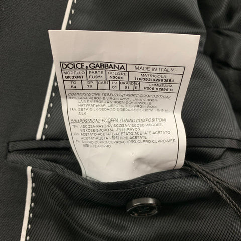 DOLCE &amp; GABBANA Taille 44 Manteau de sport à revers en laine noire mélangée