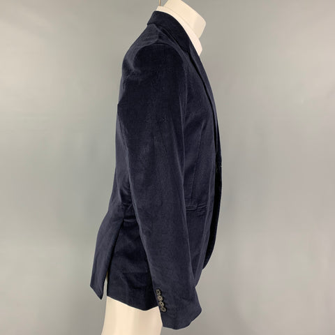 PAUL SMITH Size 38 Navy Corduroy Cotton Notch Lapel Sport Coat