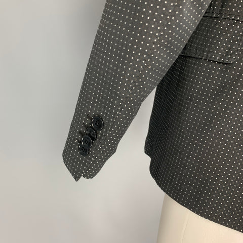 ETRO Size 36 Black White Dots Cotton Polyester Notch Lapel Sport Coat