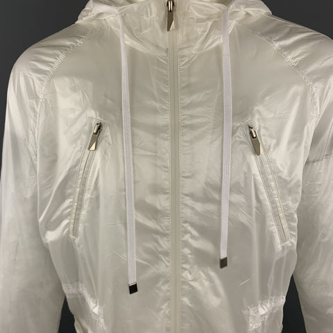 D.GNAK by KANG D. Size 38 White Sheer Nylon Zip Up Windbreaker Anorak