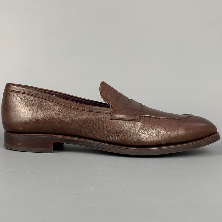 CARMINA Size 14 Brown Leather Penny Strap Slip On Loafers
