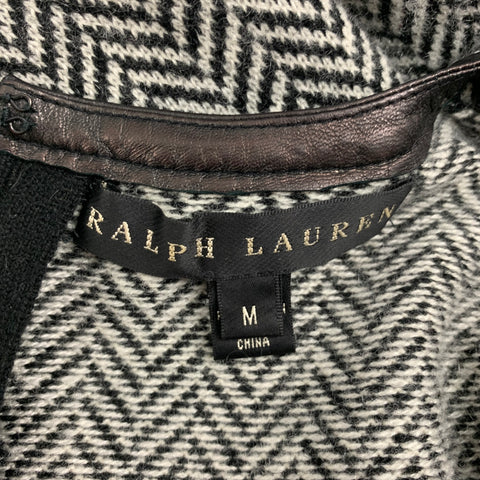 RALPH LAUREN Black Label Size M Black White Cashmere Herringbone Sleeveless Dress
