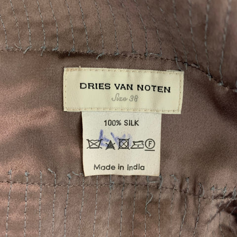 DRIES VAN NOTEN Size 6 Purple Blue Silk Wrap Mid-Calf Skirt