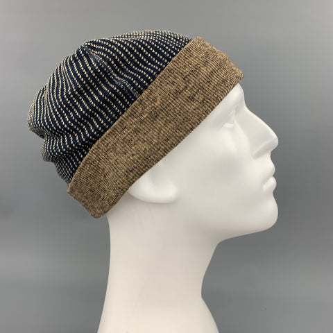 KAPITAL Olive & Brown Knitted Cotton Beanie