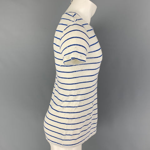 IRO Size XS White Blue Stripe Linen Mina T-shirt