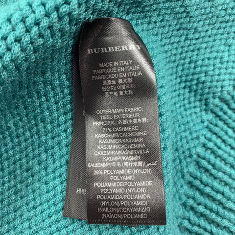 BURBERRY PRORSUM Spring 2015 Size M Teal Knitted Cashmere Blend Patch Pocket Cardigan Sweater