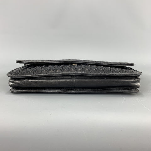 Vintage BOTTEGA VENETA Black Intrecciato Woven Leather Shoulder Bag