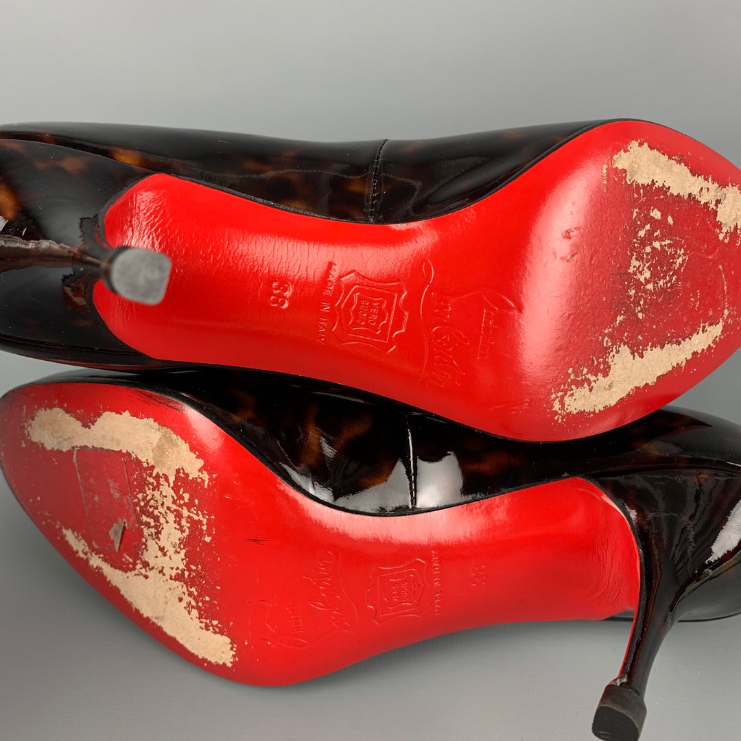 CHRISTIAN LOUBOUTIN Size Brown Tortoiseshell Mary Jane Pumps