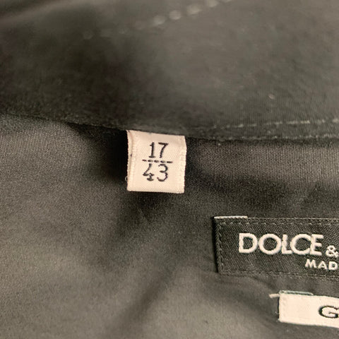 DOLCE & GABBANA Gold Size L Black & White Cotton Button Up Long Sleeve Shirt