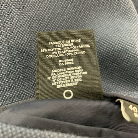 THEORY Size 40 Navy Solid Cotton Blend Notch Lapel Sport Coat