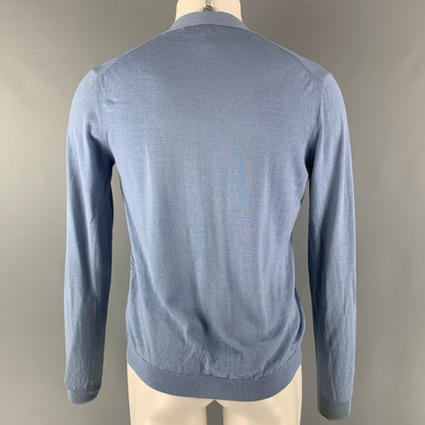 PRADA Size M Blue Knit Wool V-Neck Cardigan