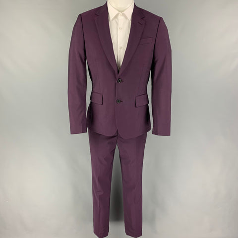 PAUL SMITH Size 38 Regular Purple Wool Notch Lapel Suit