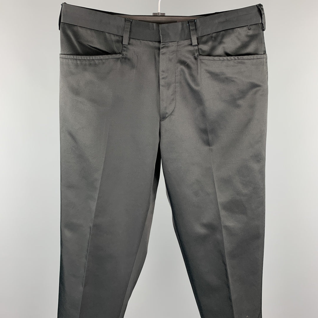 PRADA Size 32 Black Cotton / Nylon Zip Fly Dress Pants