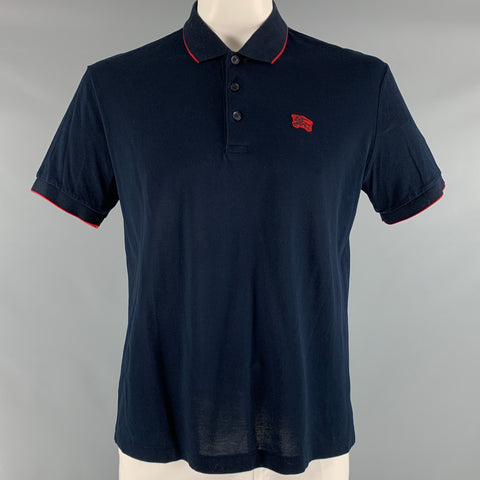BURBERRY LONDON Taille XL Polo à manches courtes avec bordure contrastée rouge marine