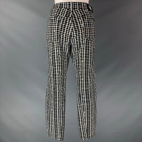 KENZO Size 4 Black & White Cotton Print Jeans