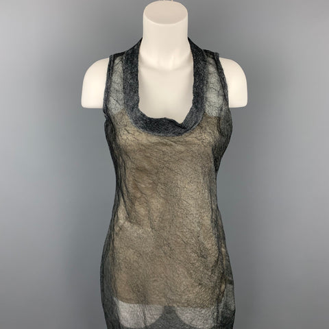 COLECCIÓN CALVIN KLEIN Talla 4 Vestido recto sin mangas de seda texturizada gris